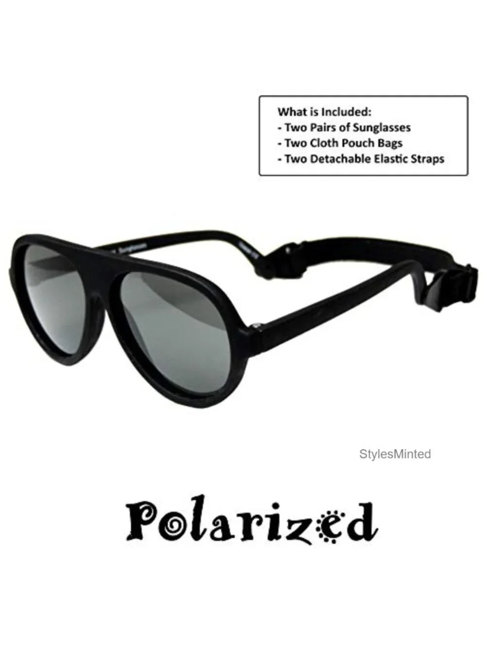 2 Pack Infant Sunglasses, Aviator Style, UV Protection, Polarized